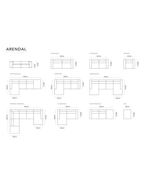 Canapé d'angle droit Arendal 3 places gris - 224x166x70 cm