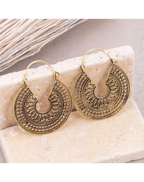 Boucles d'oreilles Kanoa doré/noir