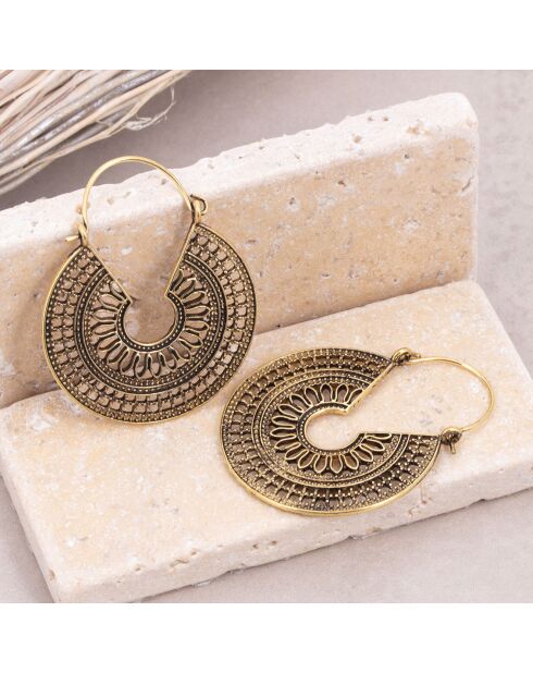Boucles d'oreilles Kanoa doré/noir