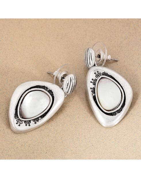 Boucles d'oreilles Shell Rocks en Nacre argentées