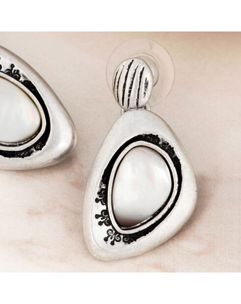 Boucles d'oreilles Shell Rocks en Nacre argentées