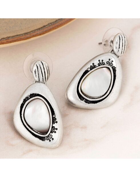 Boucles d'oreilles Shell Rocks en Nacre argentées