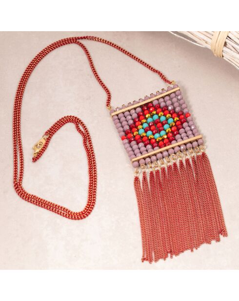 Collier Emios doré/rouge corail