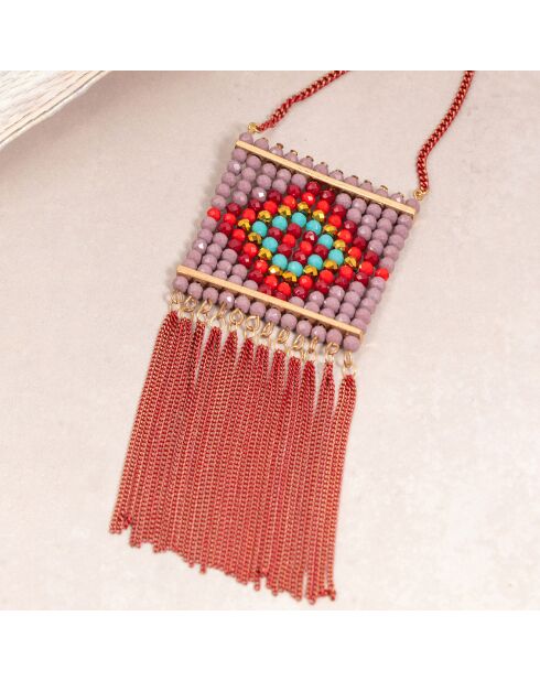 Collier Emios doré/rouge corail
