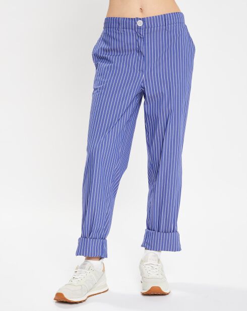 Pantalon Aix rayé blanc/bleu