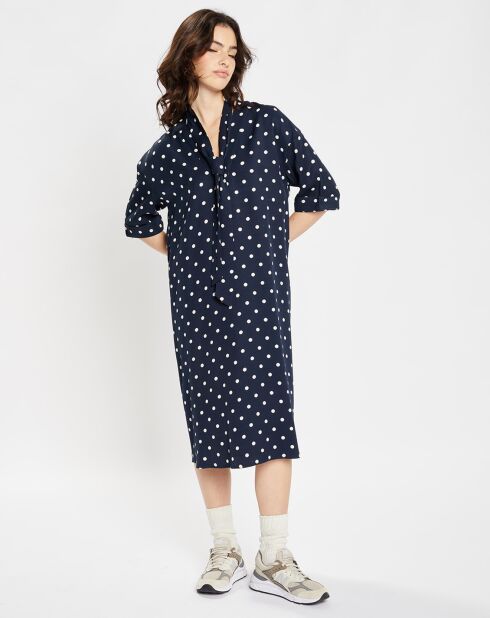 Robe Badam à pois bleu/blanc