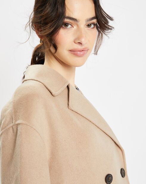 Manteau caban en Laine Aglae beige foncé