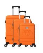 3 Lyra 55/65/75 cm oranje dubbele koffers met 4 wielen