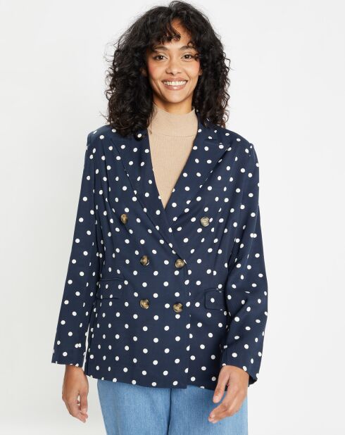 Veste fluide bloom bleue/blanc
