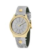Montre Femme en Cuir & cristaux Swarovski Adria grise