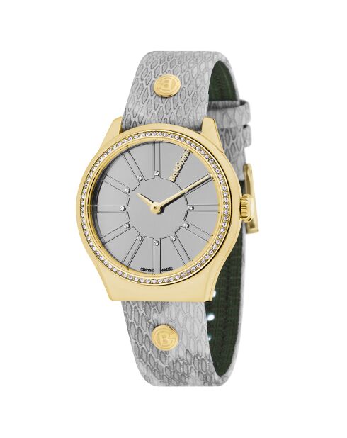 Montre Femme en Cuir & cristaux Swarovski Adria grise