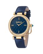 Montre Femme en Cuir & cristaux Swarovski Dona bleue