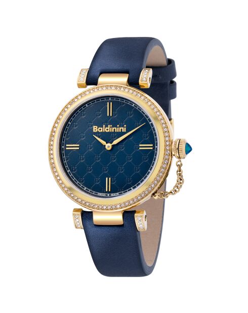 Montre Femme en Cuir & cristaux Swarovski Dona bleue