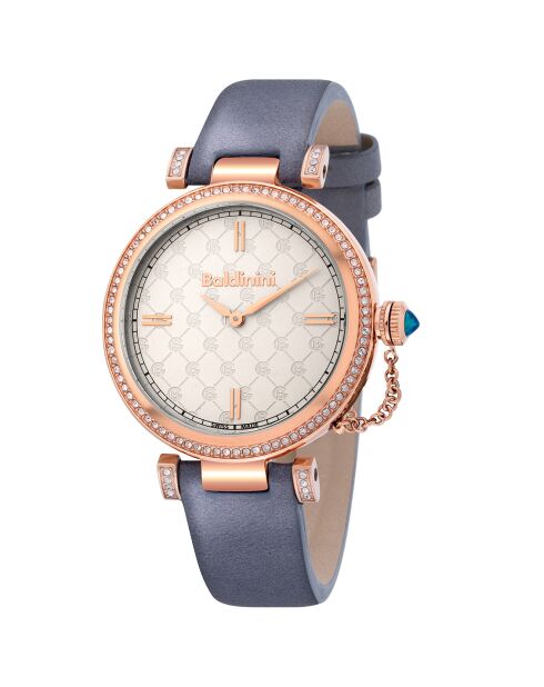 Montre Femme en Cuir & cristaux Swarovski Dona grise