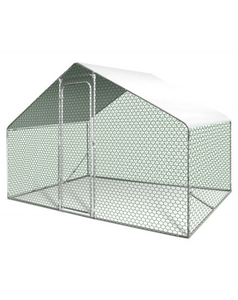 Enclos extérieur grillagé Eco 6m² gris/vert/noir/blanc