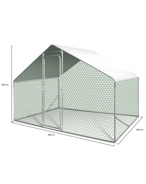 Enclos extérieur grillagé Eco 6m² gris/vert/noir/blanc