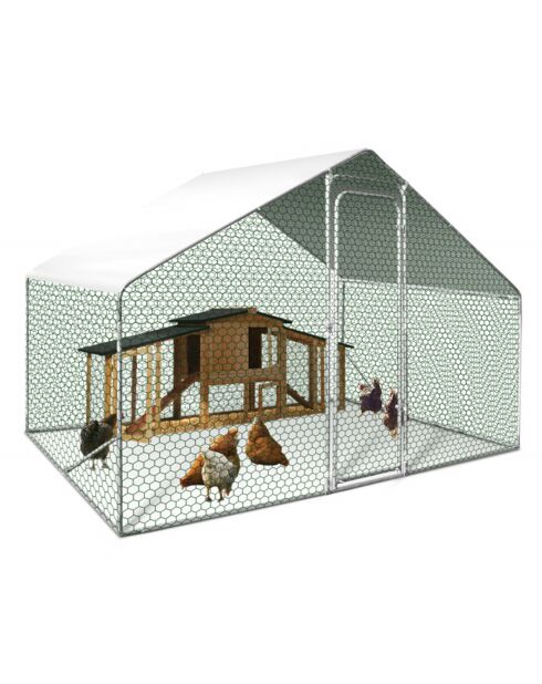 Recinto ecológico de malla exterior de 6 m² gris/verde/negro/blanco