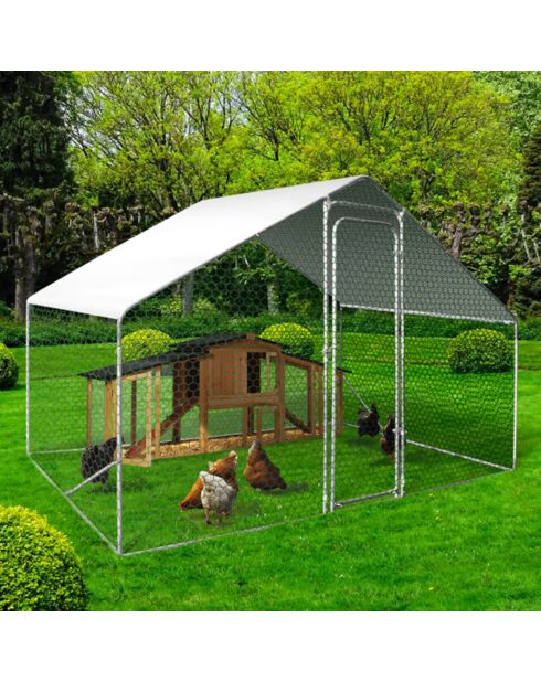 Recinto ecológico de malla exterior de 6 m² gris/verde/negro/blanco