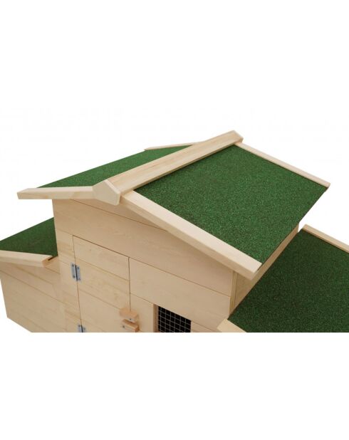 Poulailler en bois Gelina avec pondoir intégré - 3 poules bois/vert