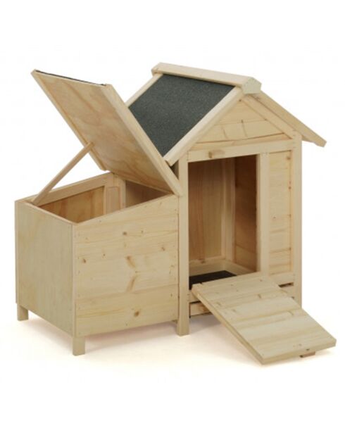 Poulailler Casita en bois avec pondoir intégré - 2 poules bois/gris