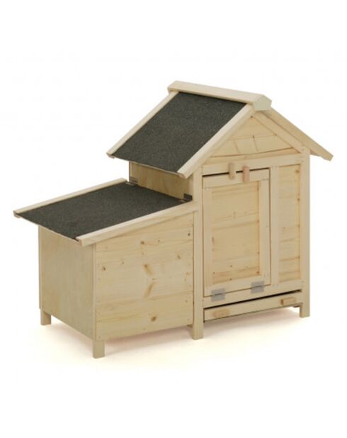 Poulailler Casita en bois avec pondoir intégré - 2 poules bois/gris