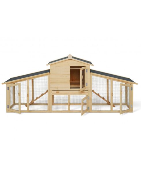 Poulailler clapier XXL avec pondoir - 6 poules bois/gris