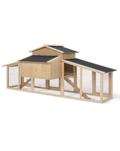 Poulailler clapier XXL avec pondoir - 6 poules bois/gris