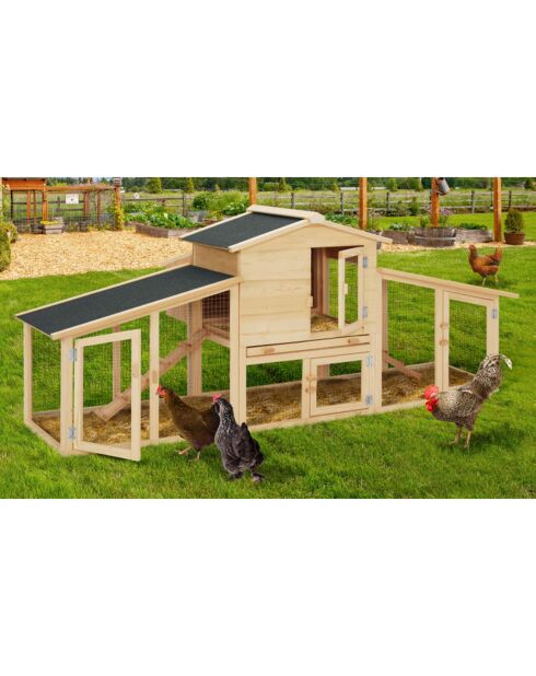 Poulailler clapier XXL avec pondoir - 6 poules bois/gris