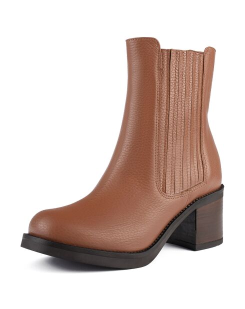 Chelsea Boots en Cuir Breathe Deeper marron - Talon 6 cm