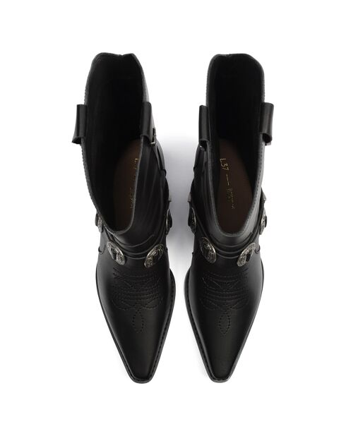 Boots Santiags en Cuir Cast In Steel noires - Talon 4 cm