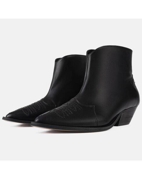 Boots en Cuir Capital City noires - Talon 4 cm