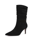 Bottes en Velours de Cuir Charming Elf noires - Talon 6 cm