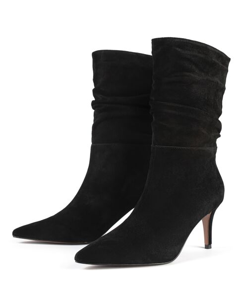 Bottes en Velours de Cuir Charming Elf noires - Talon 6 cm