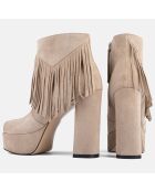 Bottines en Velours de Cuir Crazy In The Night beiges - Talon 12 cm