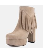 Bottines en Velours de Cuir Crazy In The Night beiges - Talon 12 cm