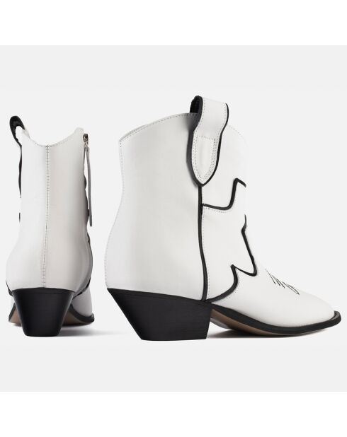 Boots en Cuir Double Rainbow blanches - Talon 4 cm