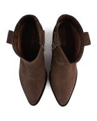 Electric Feel Bruine fluwelen leren enkellaarzen met hak van 9 cm