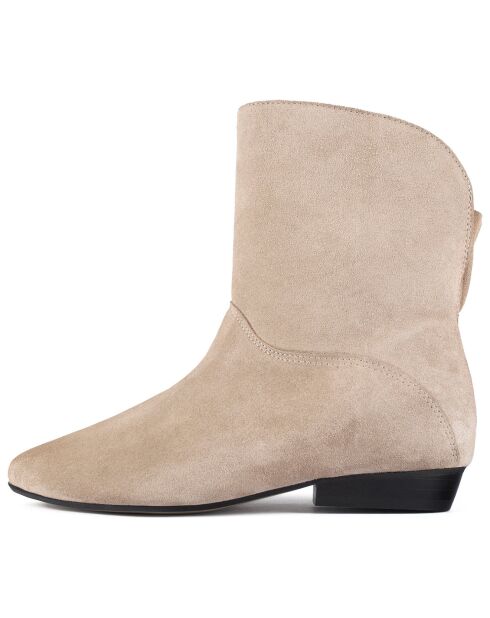Boots en Velours de Cuir Gimme Shelter beiges