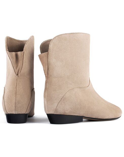 Boots en Velours de Cuir Gimme Shelter beiges