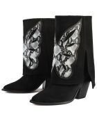 Hundred Dollar Bill schwarze Lederstiefel aus Samt - 8 cm Absatz