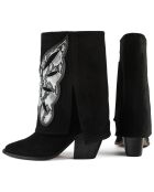 Hundred Dollar Bill schwarze Lederstiefel aus Samt - 8 cm Absatz