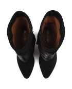 Bottines en Velours de Cuir Hundred Dollar Bill noires - Talon 8 cm