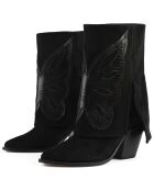 Bottines en Velours de Cuir Hundred Dollar Bill noires - Talon 8 cm