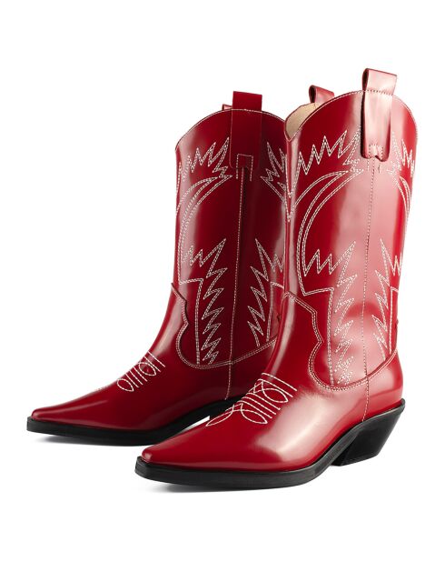 Santiags en Cuir Verni Holly  Leaves rouges
