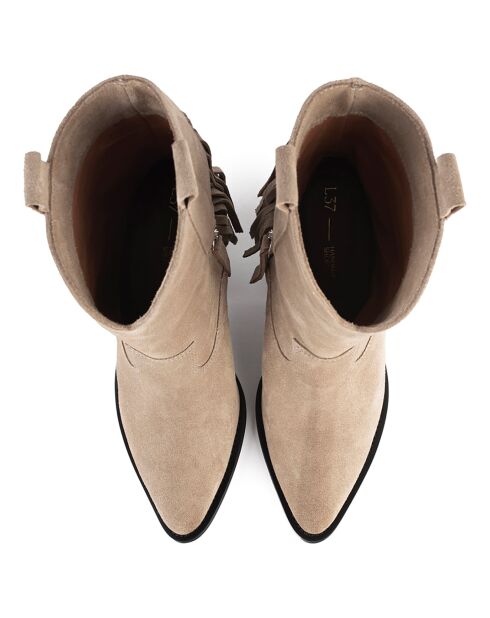 Bottines en Cuir Let Me Be Free taupe - Talon 8 cm
