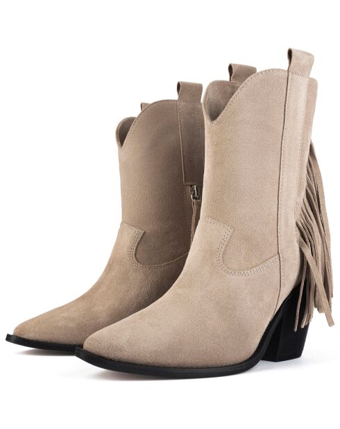 Bottines en Cuir Let Me Be Free taupe - Talon 8 cm