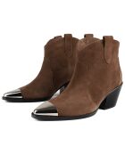 Boots en Velours de Cuir Manhattan Skyline marron - Talon 4 cm