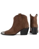 Boots en Velours de Cuir Manhattan Skyline marron - Talon 4 cm