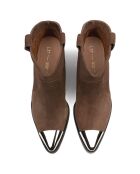 Boots en Velours de Cuir Manhattan Skyline marron - Talon 4 cm