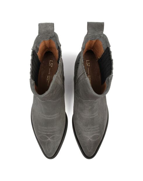 Bottines en Velours de Cuir Never Been Alone grises